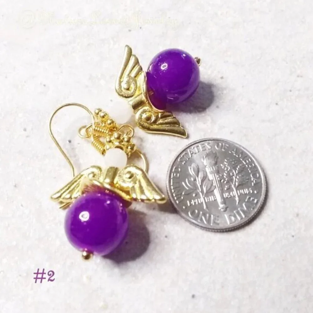 Saucy Angels! Lilac, Purple & Gold Angel Earrings! Pick your Favorite! - Picture 10 of 13